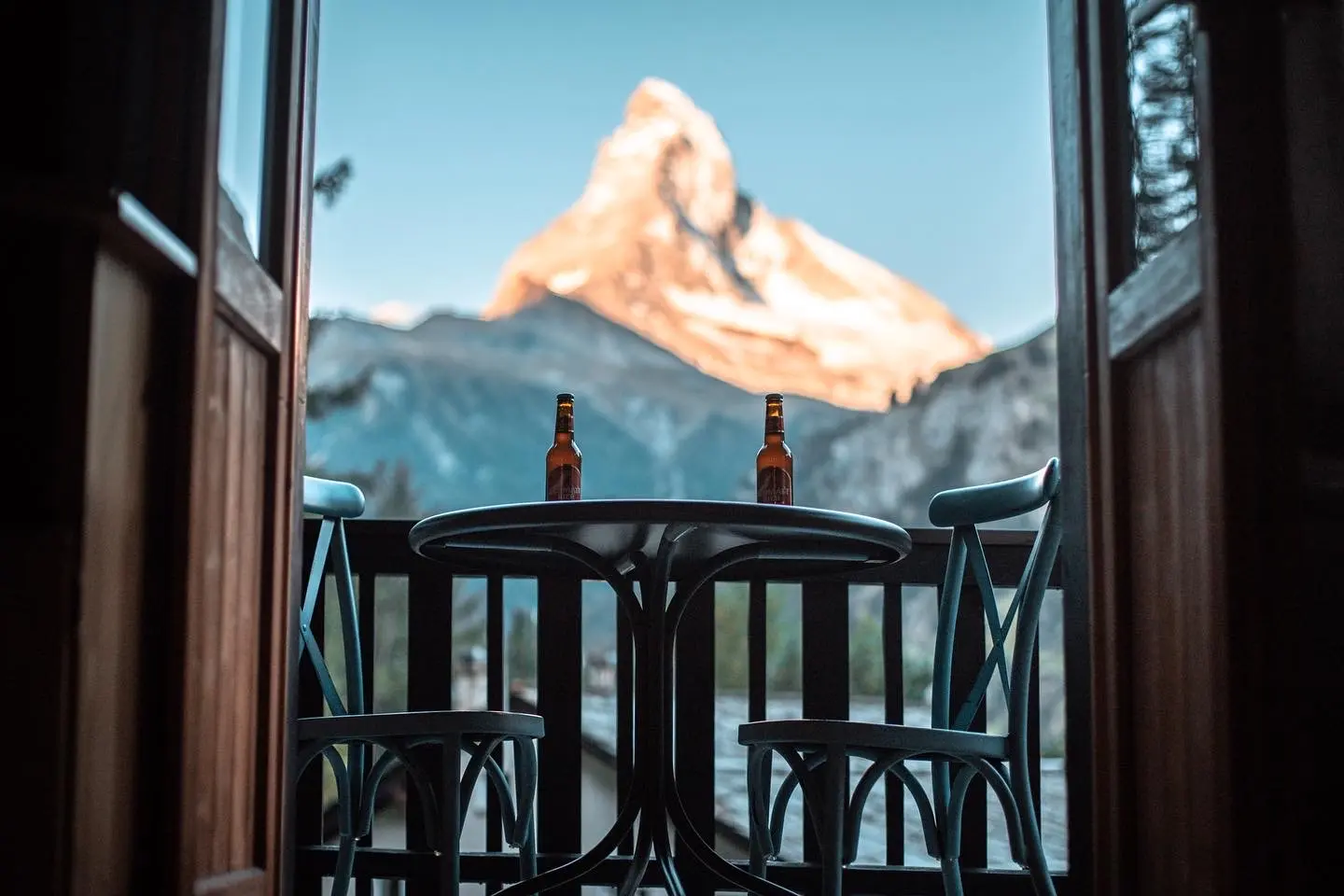 The Matterhorn framed through an open window